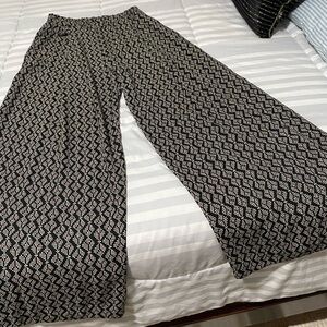 Palazzo wide leg pants. Multi pattern, elastic waist.